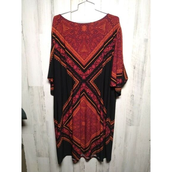 London Style Collection Women's 20W Black Red Dress - Picture 3 of 5